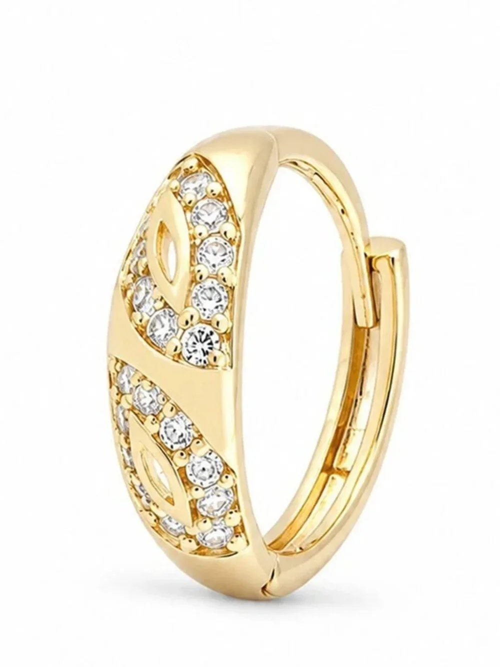 Created White Sapphire Single Huggie Earring 14k Yellow Gold